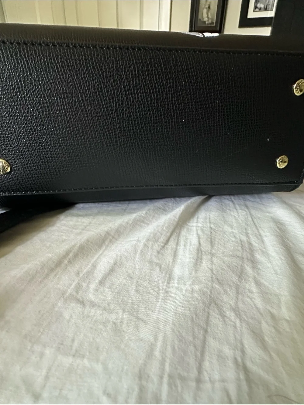 Karl Lagerfeld Black Graphic Leather Tote with Removable Logo Strap